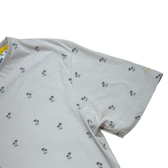 Denim & Flower Beige Palm Tree Print 100% Cotton Short Sleeve Tee Men’s US S - Picture 3 of 8